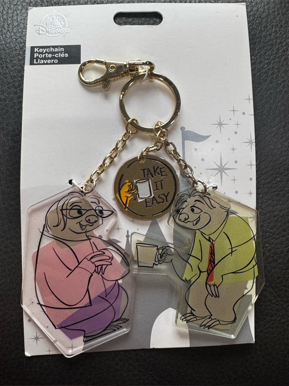 NWT Disney Store Zootopia Flash take it easy keychain set